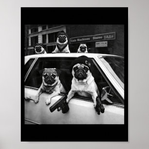 Lustiger Mops-Meme Mops-Gangster-Hund Straßenstil Poster
