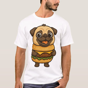 Lustiger Mops mit Hamburger Cheeseburger mythisch  T-Shirt