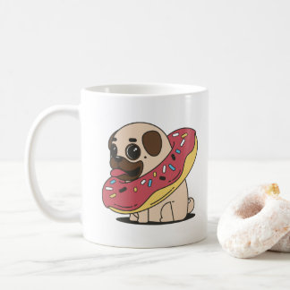 Lustiger Mops mit Krapfen Kaffeetasse
