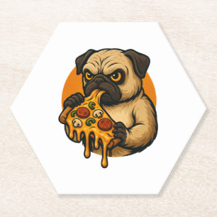 Lustiger Mops mit Pizza italienisches Essen Cartoo Untersetzer
