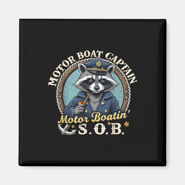Lustiger Motorboot-Kapitän Nautical Waschbär Meme  Magnet (Vorne)