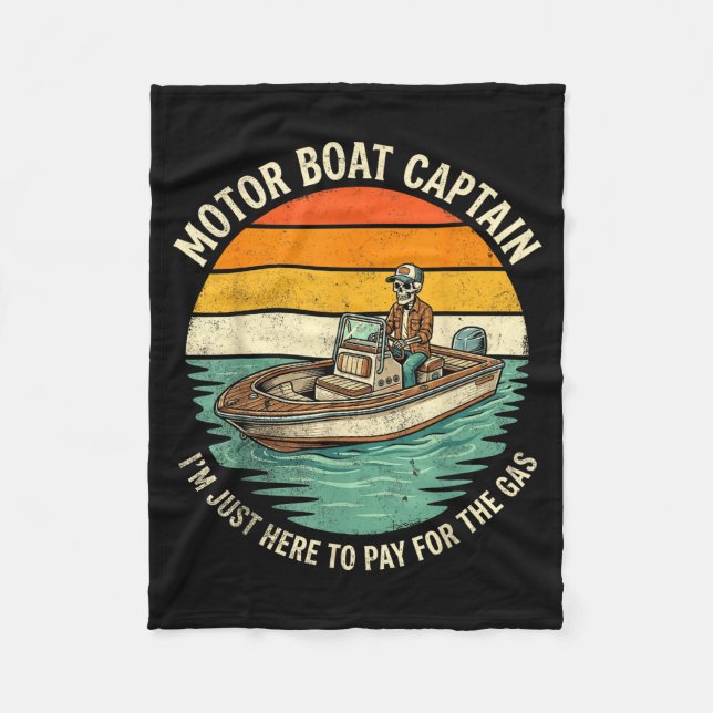 Lustiger Motorboot-Kapitän-Skelett-See-Leben-Grafi Fleecedecke (Vorderseite)