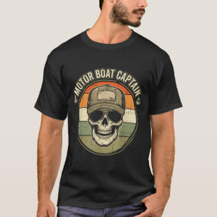 Lustiger Motorbootkapitän-Skelett-See-Leben-Grafik T-Shirt