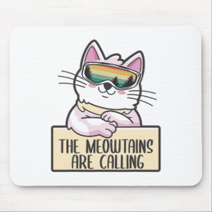 Lustiger Mountain-Snowboard-Ski-Geschenk für Katze Mousepad