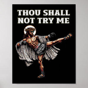 Lustiger Muay-Thai-Herr Jesus Thai-Boxen Kickboxen Poster