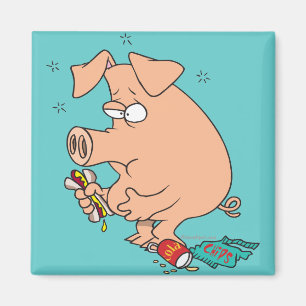 lustiger Müll Essen gestopfter Schwein mit Bauchsc Magnet
