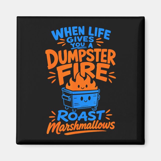 Lustiger Müllcontainer Feuer Marshmallow  Magnet (Vorne)