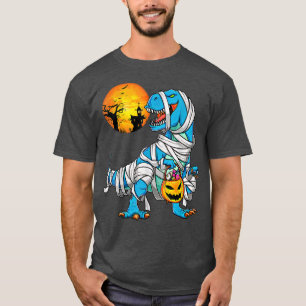 Lustiger Mumien-Dinosaurier T re Kürbis Roter Mond T-Shirt