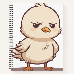 Lustiger mürrischer Baby-Vogel Kawaii Cartoon Notizbuch