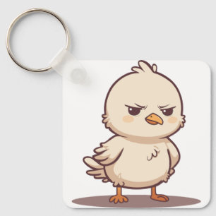 Lustiger mürrischer Babyvogel Kawaii Cartoon Schlüsselanhänger