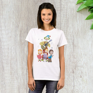 Lustiger musikalischer Clown mit tanzenden Kindern T-Shirt