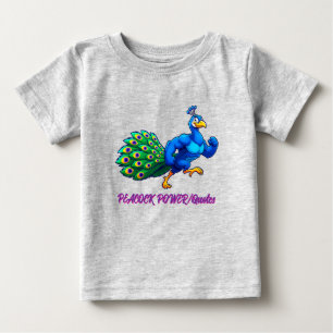 Lustiger muskulöser Pfau Cartoon Baby T-shirt