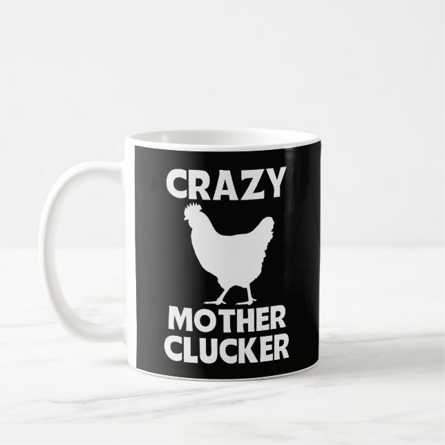Lustiger Mutter-Gacker-Huhn-Wortwitz Kaffeetasse (Links)