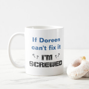 Lustiger Name Fix It Geschraubt Tasse : Blau Grau