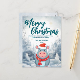 Lustiger Nashorn Frohe Weihnachten Baum Schnee Fei