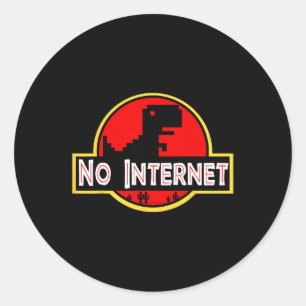 Lustiger nerdiger Kein-Internet-Dinosaurier Inform Runder Aufkleber