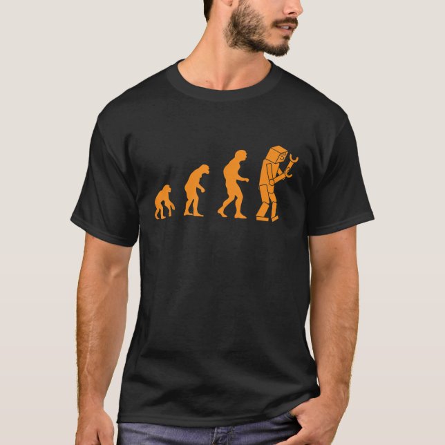 Lustiger nerdiger Roboter Evolution Computer Robot T-Shirt (Vorderseite)