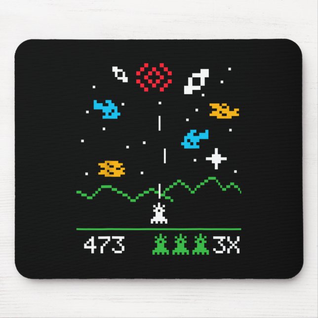 Lustiger nerdiger vintage Astrospace Videospieler  Mousepad (Vorne)