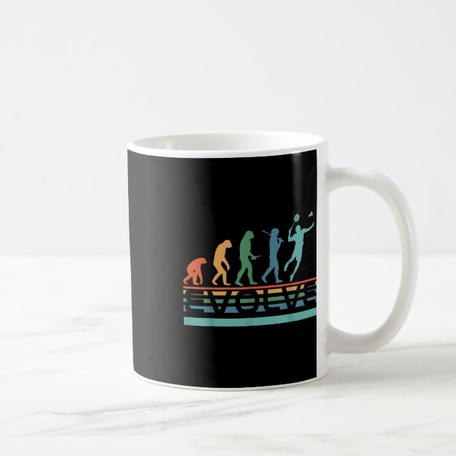 Lustiger Nerdischer Evolving Badminton Spieler Evo Kaffeetasse (Rechts)