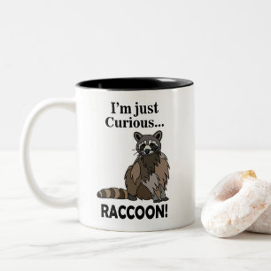 Lustiger neugieriger Waschbär Zweifarbige Tasse