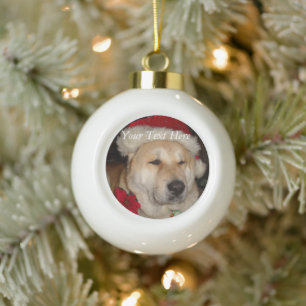 lustiger niedlicher Akita-Hund gekleidet als Santa Keramik Kugel-Ornament