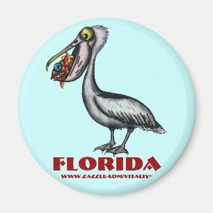 Lustiger niedlicher Florida-Pelikan und Magnet
