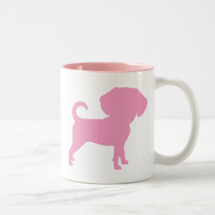 Lustiger niedlicher großer HauptPuggle Hund (Rosa Zweifarbige Tasse