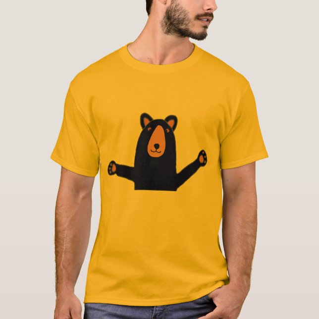 Lustiger niedlicher schwarzer Bär bereit zu T-Shirt (Vorderseite)