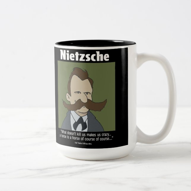 Lustiger Nietzsche-Becher Zweifarbige Tasse (Rechts)