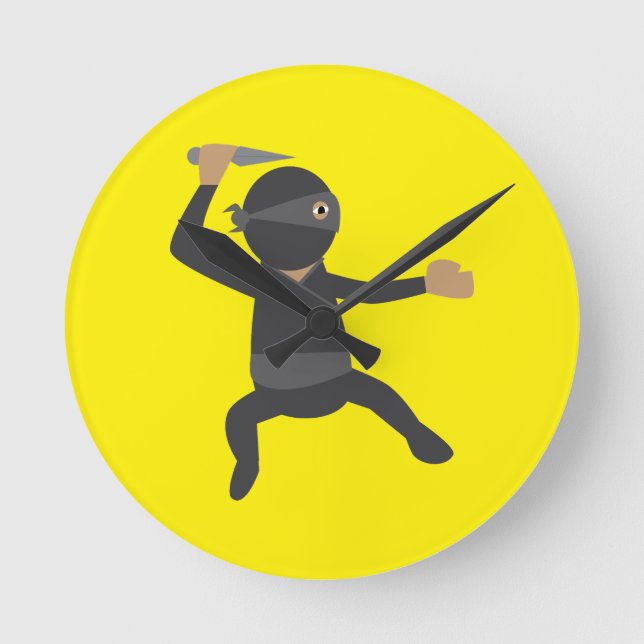 Lustiger Ninja Runde Wanduhr (Vorderseite)