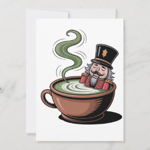 Lustiger Nussknacker auf einer Matcha-Badewanne We Dankeskarte