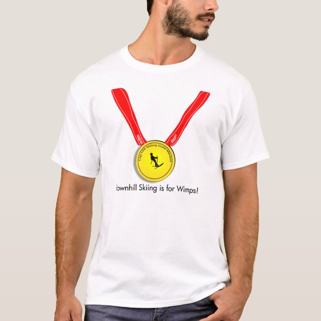 Lustiger olympischer Abfahrtskilauf-Entwurf T-Shirt (Vorderseite)