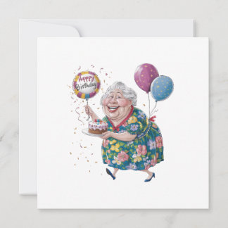 Lustiger Oma Geburtstagskuchen und Ballon Einladung