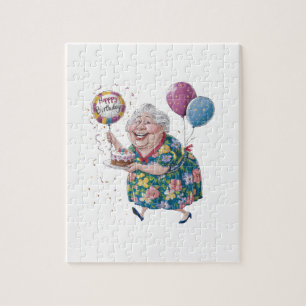 Lustiger Oma Geburtstagskuchen und Ballon Puzzle