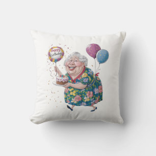 Lustiger Oma Geburtstagskuchen und Luftballon Kissen