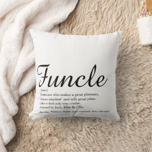 Lustiger Onkel Fun Uncle Funny Zitat Schwarz und W Kissen