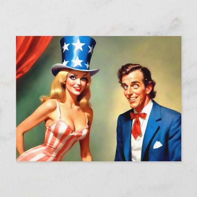 Lustiger Onkel Sam USA Postkarte (Vorderseite)