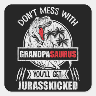 Lustiger Opa-Dinosaurier-Geschenk Grandpasaurus Di Quadratischer Aufkleber