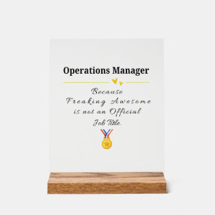 Lustiger Operations Manager Dank Acrylschild