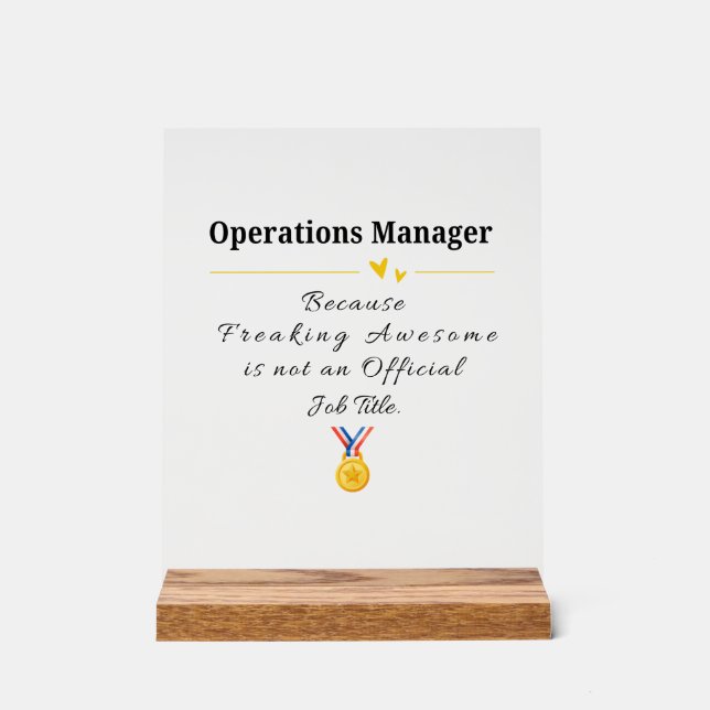 Lustiger Operations Manager Dank  Acrylschild (Vorderseite)
