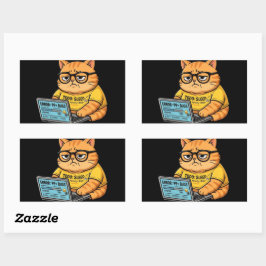 Lustiger Orange Katze Programmierer Aufkleber