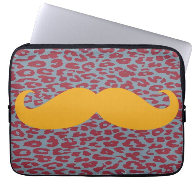 Lustiger orange Schnurrbart Laptopschutzhülle (Vorderseite)