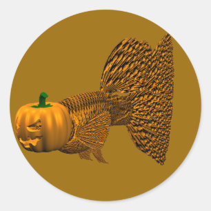 Lustiger Orangen Guppy Runder Aufkleber