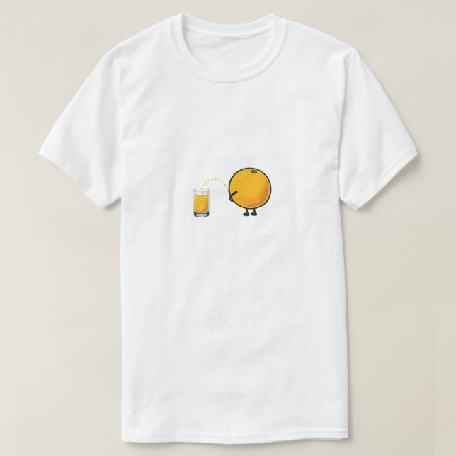 Lustiger Orangesaft Cartoon T-Shirt (Design vorne)