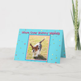 Lustiger Oster-Basset Hound auf Osterkarte Feiertagskarte