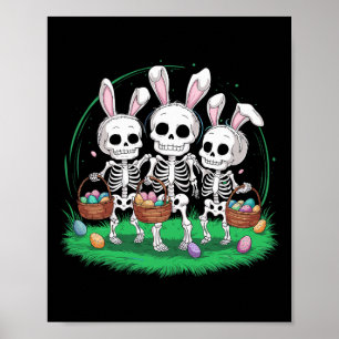 Lustiger Oster-Skelett hält Ei Bysket mit Hase Poster