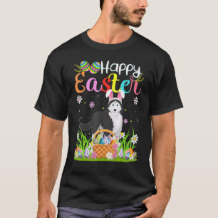 Lustiger Ostereier jagender Hase Sibirischer Husky T-Shirt
