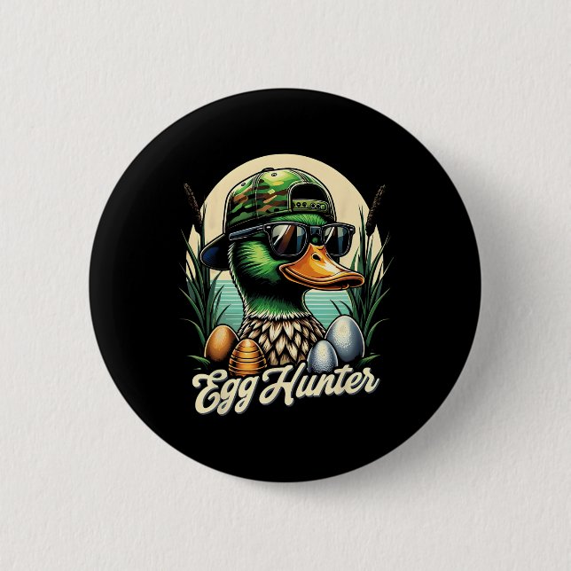 Lustiger Ostereierjäger-Enten-Eierjagd  Button (Vorderseite)