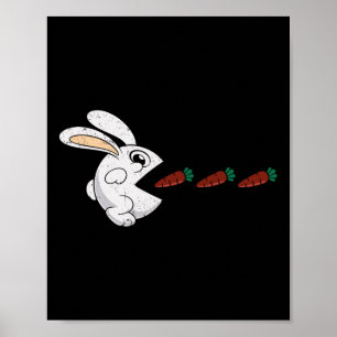 Lustiger Osterhase, der Schokoladenkarotten isst K Poster