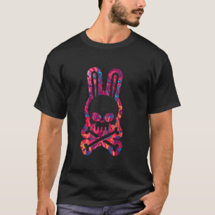 Lustiger Osterhase Retro Tie Dye Hasenschädel Kreu T-Shirt